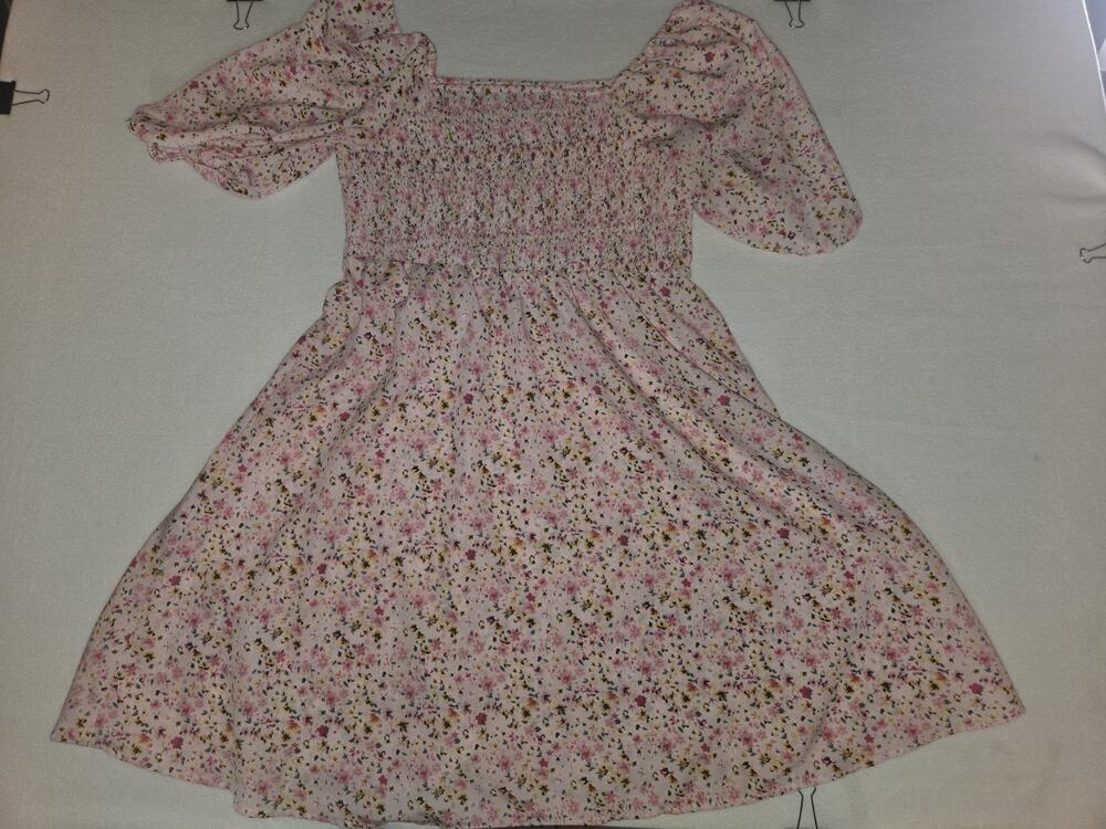 Vera Moda Pink Ditsy Floral Print Dress Puff Sleeves Women's Size M